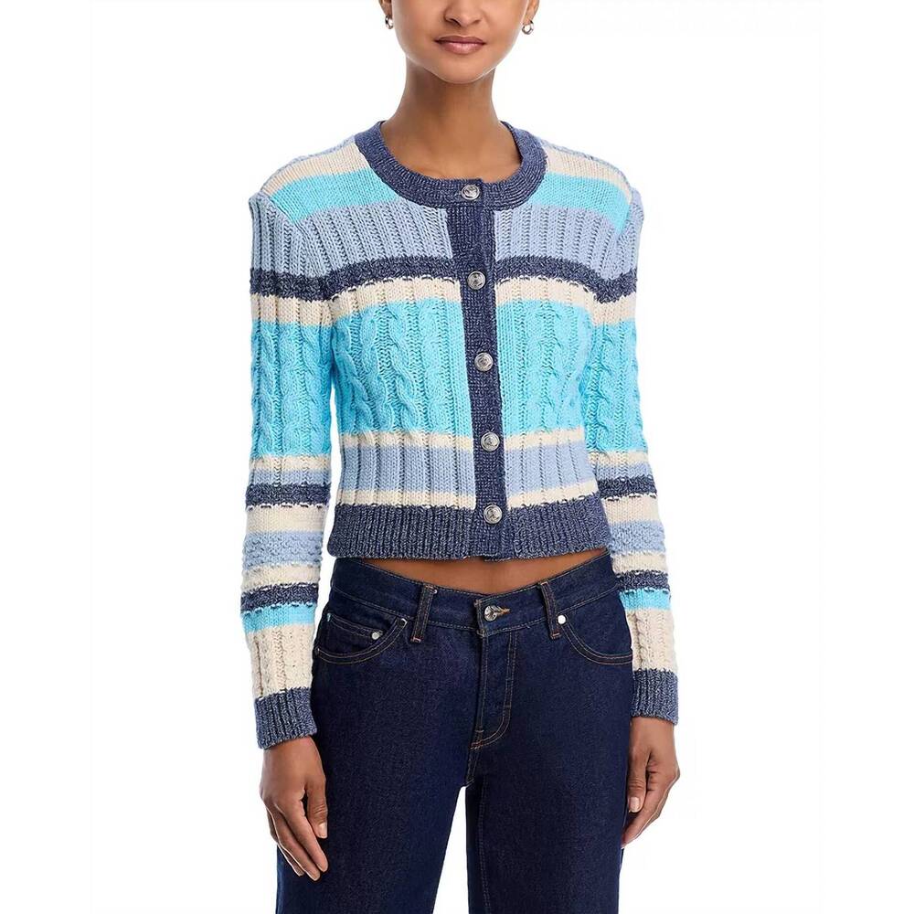 NEW STEVE MADDEN eviee sweater cardigan in blue multi